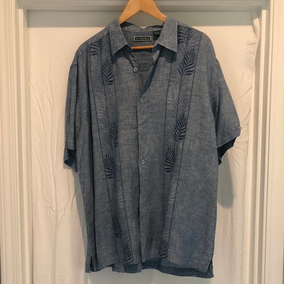 Cubavera Blue Short Sleeve Aloha Print Polo - Picture 1 of 1